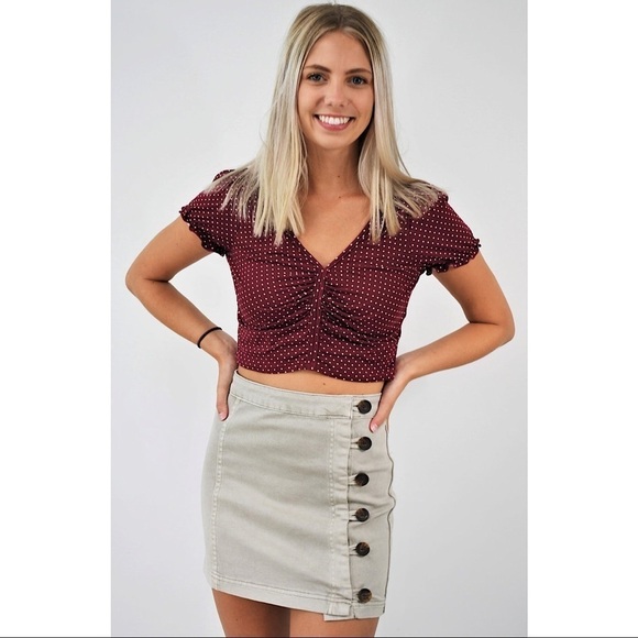 Altar'd State Slate Twill Side Buttons Stretch Straight Mini Skirt 
Size S - Picture 7 of 11